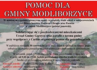 WSPÓLNIE CHCĄ POMÓC POSZKODOWANYM MIESZKAŃCOM GMINY MODLIBORZYCE