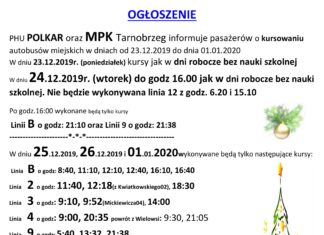 ŚWIĄTECZNE KURSY AUTOBUSÓW