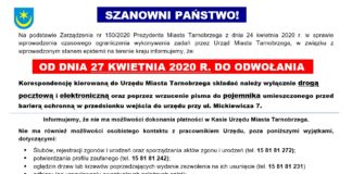 2020.04.27 – AKTUALNY KOMUNIKAT DOTYCZĄCY PRAC URZĘDU