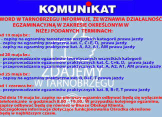 2020.05.11 – RUSZAJĄ EGZAMINY NA PRAWO JAZDY