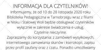 2020.11.09 – BIBLIOTEKA PEDAGOGICZNA W TARNOBRZEGU W TRYBIE ON-LINE