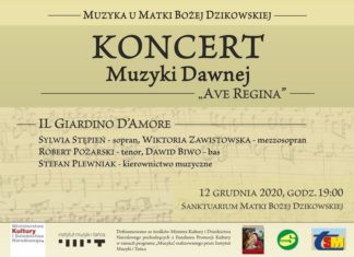2020.12.12 – ZAPRASZAMY NA ADWENTOWY KONCERT MUZYKI DAWNEJ „AVE REGINA”