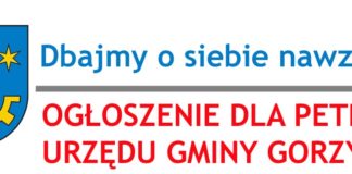 2021.03.18 – DBAJMY O SIEBIE NAWZAJEM – OGŁOSZENIE DLA PETENTÓW URZĘDU GMINY GORZYCE
