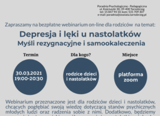 2021.03.10 – WEBINARIUM – DEPRESJA I LĘKI U NASTOLATKÓW
