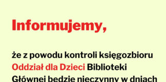 2021.04.15 – JESZCZE DZIŚ I JUTRO BIBLIOTEKA ZAMKNIĘTA DLA DZIECI