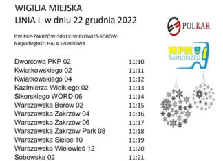 BEZPŁATNE KURSY MPK NA MIEJSKĄ WIGILIĘ. ZOBACZ ROZKŁAD JAZDY