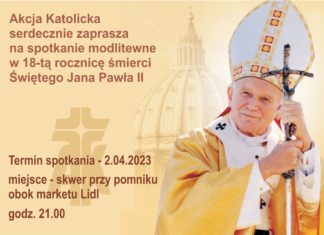 SPOTKANIE MODLITEWNE W ROCZNICĘ ŚMIERCI PAPIEŻA