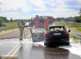 POŻAR SAMOCHODU NA TARNOBRZESKIEJ OBWODNICY