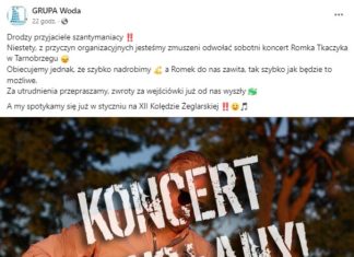 KONCERT ROMANA TKACZYKA ODWOŁANY