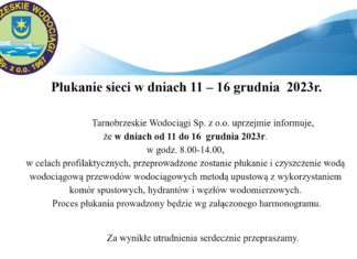 PŁUKANIE SIECI WODOCIĄGOWEJ W TARNOBRZEGU