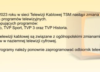 ZMIANA STANDARDU NADAWANIA NIEKTÓRYCH PROGRAMÓW TELEWIZYJNYCH