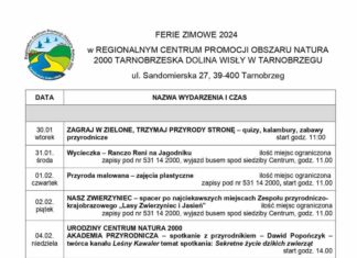 TARNOBRZESKIE CENTRUM NATURA 2000 ZAPRASZA NA FERIE
