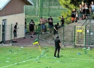 AWANTURA NA STADIONIE. ZOBACZCIE URYWKI Z SOBOTNIEGO MECZU SIARKA TARNOBRZEG – SANDECJA NOWY SĄCZ.