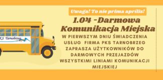 TARNOBRZEG. WE WTOREK, 1 KWIETNIA, DARMOWE PRZEJAZDY WSZYSTKIMI LINIAMI KOMUNIKACJI MIEJSKIEJ
