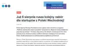 5 SIERPNIA RUSZA KOLEJNY NABÓR DLA STARTUPÓW Z POLSKI WSCHODNIEJ