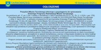 OGŁOSZENIE PREZYDENTA MIASTA TARNOBRZEGA O PRZYSTĄPIENIU DO OPRACOWANIA GMINNEGO PROGRAMU REWITALIZACJI MIASTA TARNOBRZEGA