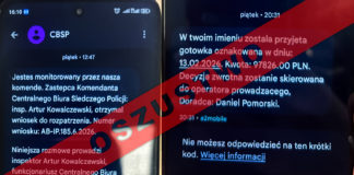 NOWY TYP OSZUSTWA – PRZESTĘPCY PODSZYWAJĄ SIĘ POD POLICJANTÓW CBŚP
