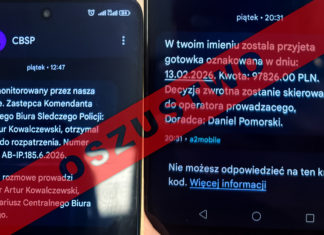 NOWY TYP OSZUSTWA – PRZESTĘPCY PODSZYWAJĄ SIĘ POD POLICJANTÓW CBŚP