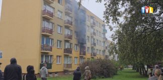 POŻAR W BLOKU PRZY ULICY MATEJKI W TARNOBRZEGU