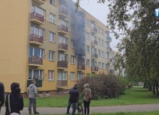 POŻAR W BLOKU PRZY ULICY MATEJKI W TARNOBRZEGU